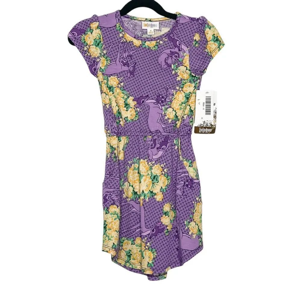 NWT! Lularoe Girls Disney Bambi Dress with Pockets Size 4